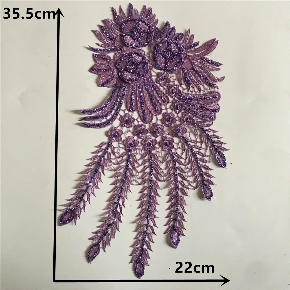 Wholesale sales of 1-10 pieces purple polyester single flower embroidery Gauze nail bead DIY sewing decorative accessories lace