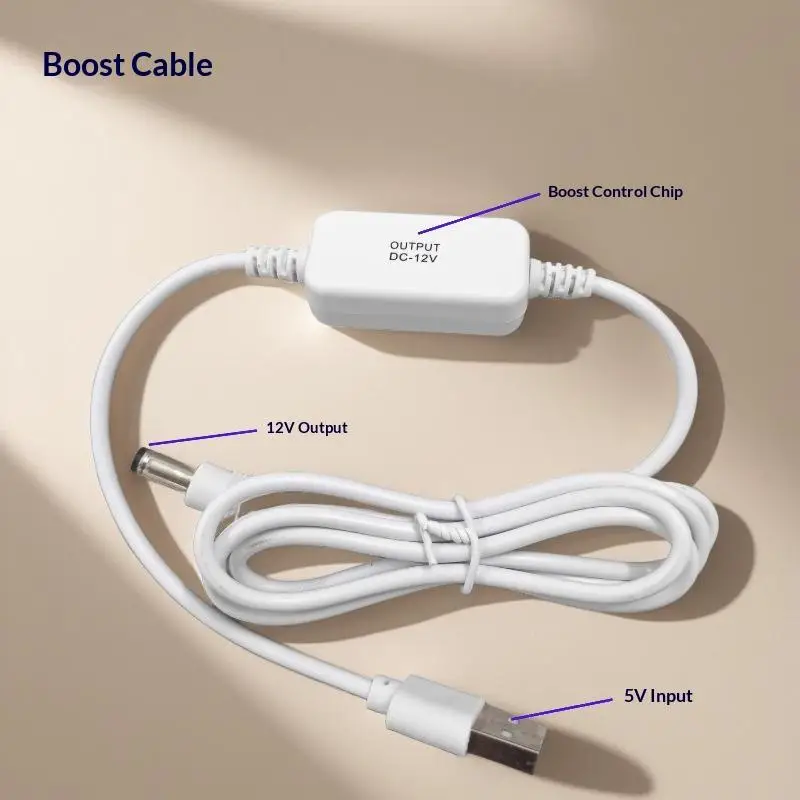 WiFi Router USB Power Cable 5V to 12V Converter Cord Portable Powerbank Connector for Outdoor Work Power Backup
