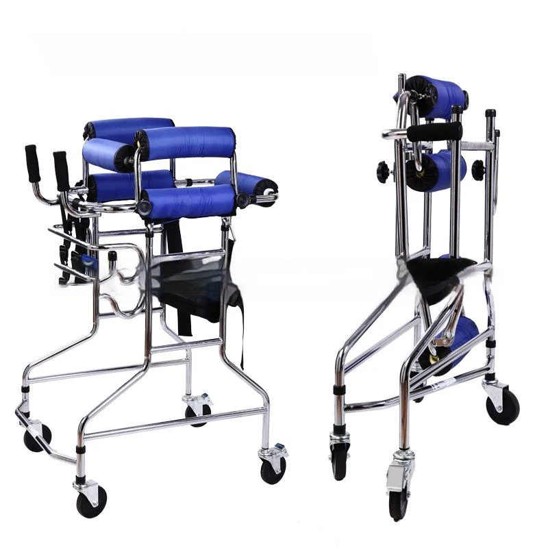 

Foldable Standing Frame 4 Wheel Rehabilitation Walking Aid Standing Training Anti-Overturning Walking Rollator for Adult Kid