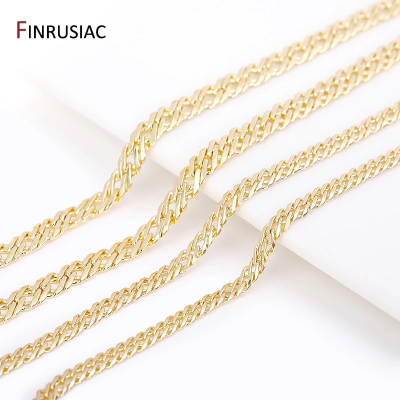 3.5mm/5mm 14K Gold Plated Cuban Link Chains For Jewelry Making, DIY Bracelet Necklace Chains Jewelry Supplies Accessories