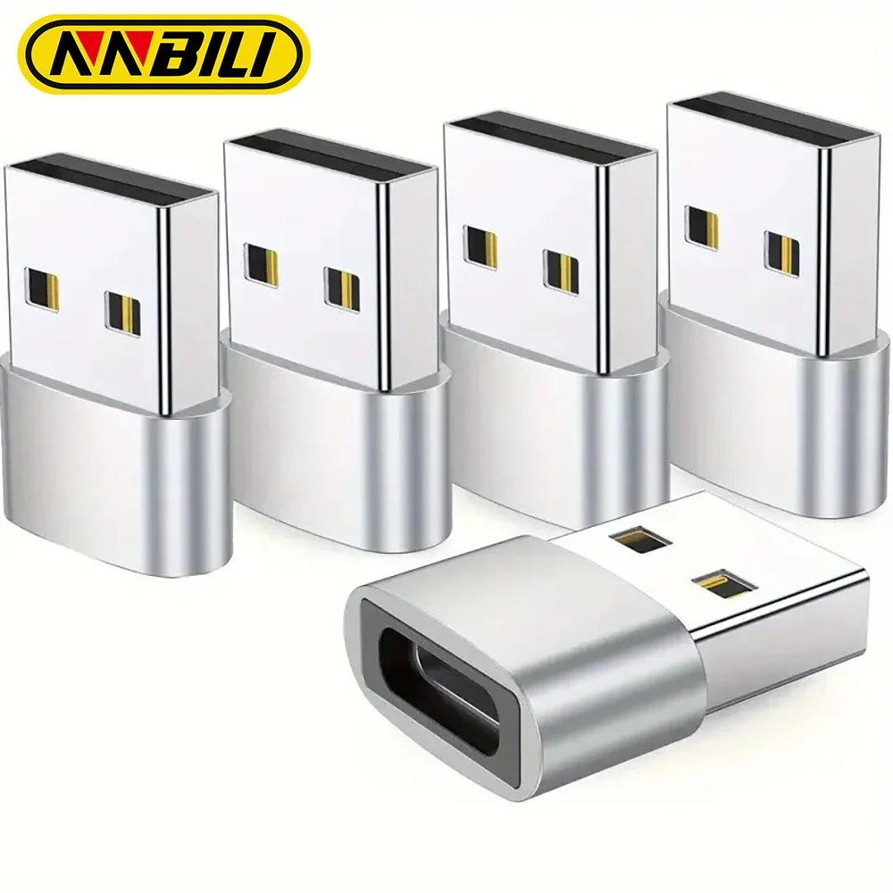 

NNBILI 5 шт. OTG USB-адаптеры USBC Прочный металлик Универсальная совместимость с Macbook Samsung S25 IWatch AirPods