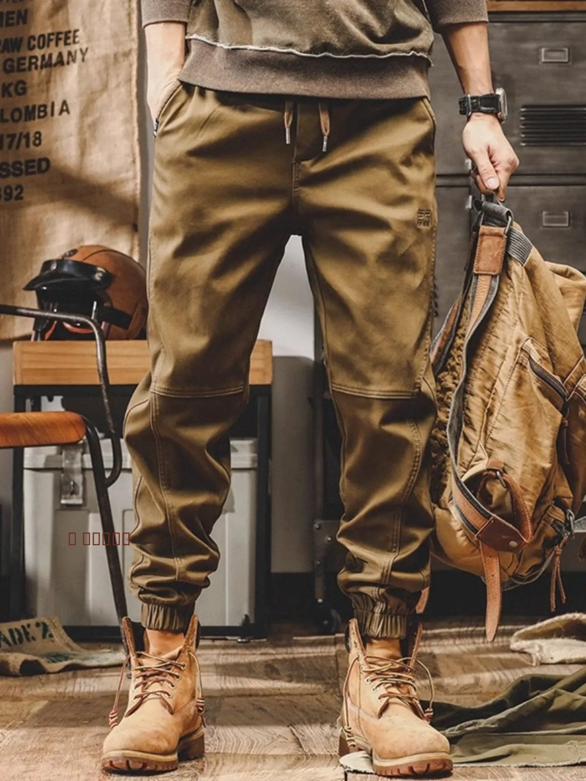 

Retro Fce Lined Trousers Men's Autumn Winter Loose Straight Leg Cargo Pants American Sle Youthful Casual Pants