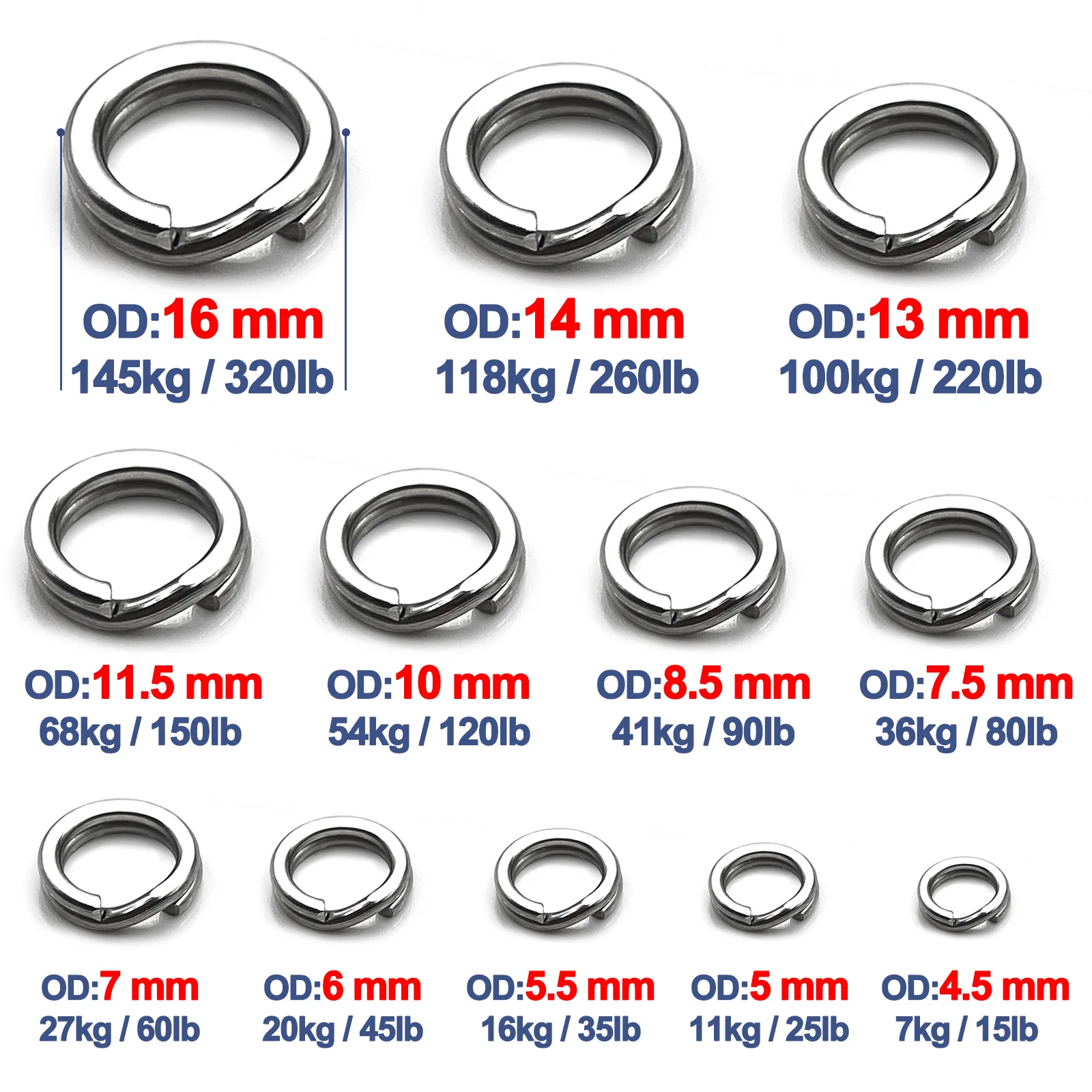 Split Rings Fishing 50~200Pcs Stainless Steel Lure Rings Saltwater Terminal Tackles Split Rings Fishing Connectors Snap Rings