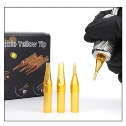 Disposable 50Pcs RT/FT Tattoo Nozzle Tips Yellow Plastic Steriled Assorted Permanent Makeup Needle Tubes Supplies