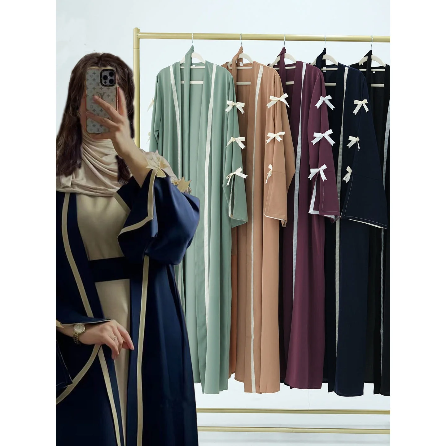 

Ультрамягкий кардиган-абайя Nida с узлами, длинное платье для женщин, модный тренд Весна 2026, этническая женская одежда