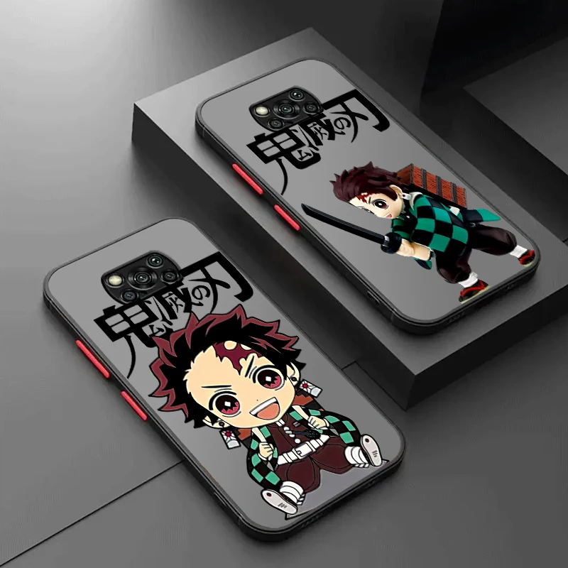 

Demon Slayer Cartoon Anime Frosted Translucent For Xiaomi Mi Poco X5 X4 X3 M6 M5S M5 M4 M3 F5 F4 F3 GT Pro 5G Matte Phone Case