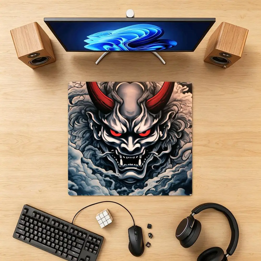 Japanese Hannya Demon Mask Cloud Pattern mousepad large size keyboard accessories laptop office desktop bedroom  table mat