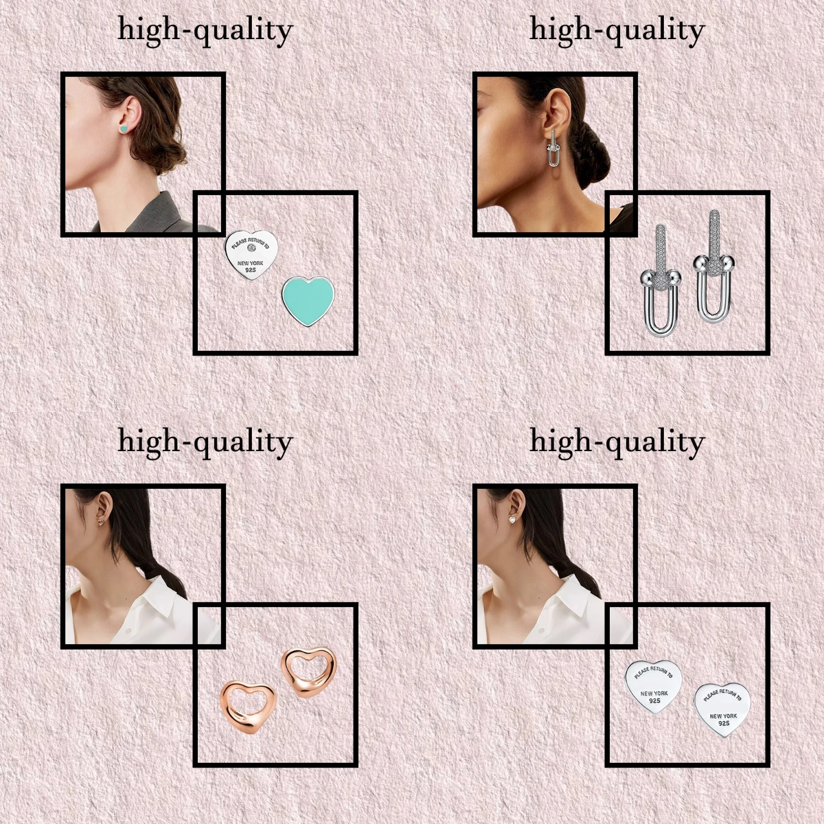 Hip Hop Style Horseshoe Shaped Earrings, Classic Heart-shaped Earrings, Retro and Gentle, Personalized and Trendy.