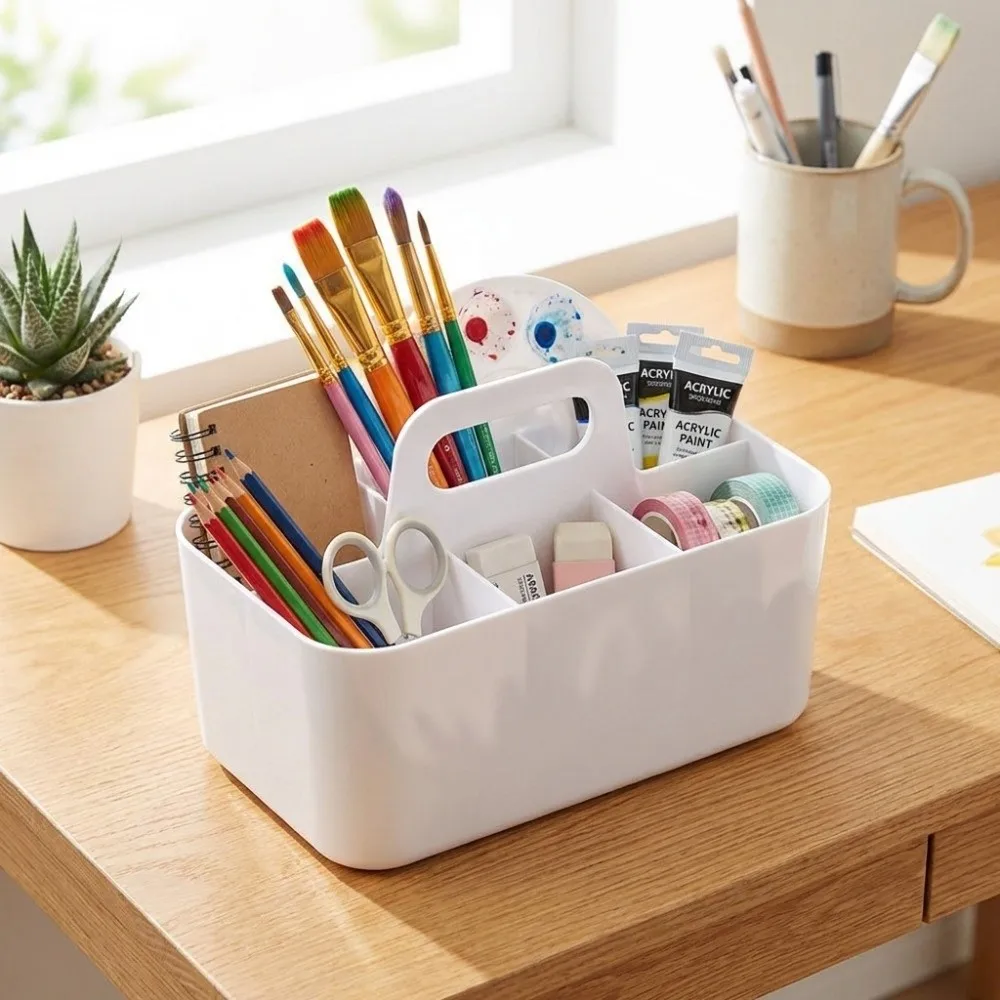 Split Design Cosmetic Organiser Handle Bracket Multifunctional Desk Organiser Adjustable Portable Pen Organiser Study Room