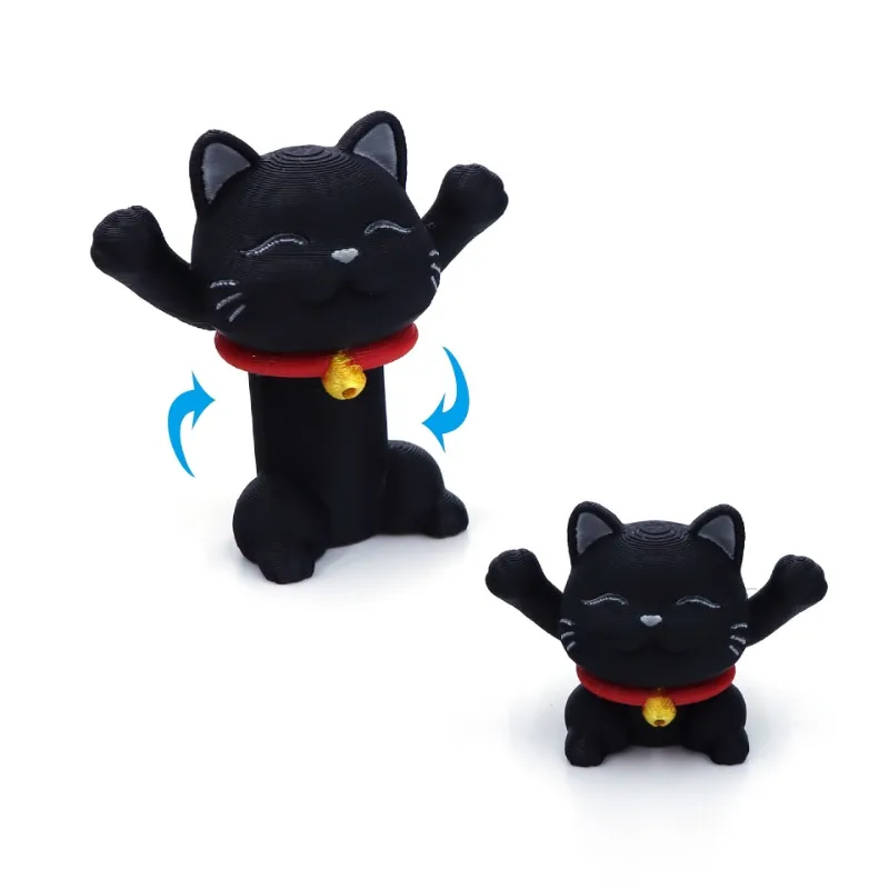 

3D Printed Retractable Cat Decompression Spiral Cat Creative Toy for Stress Relief, Home Office Desktop Figurine Ornament Gifts