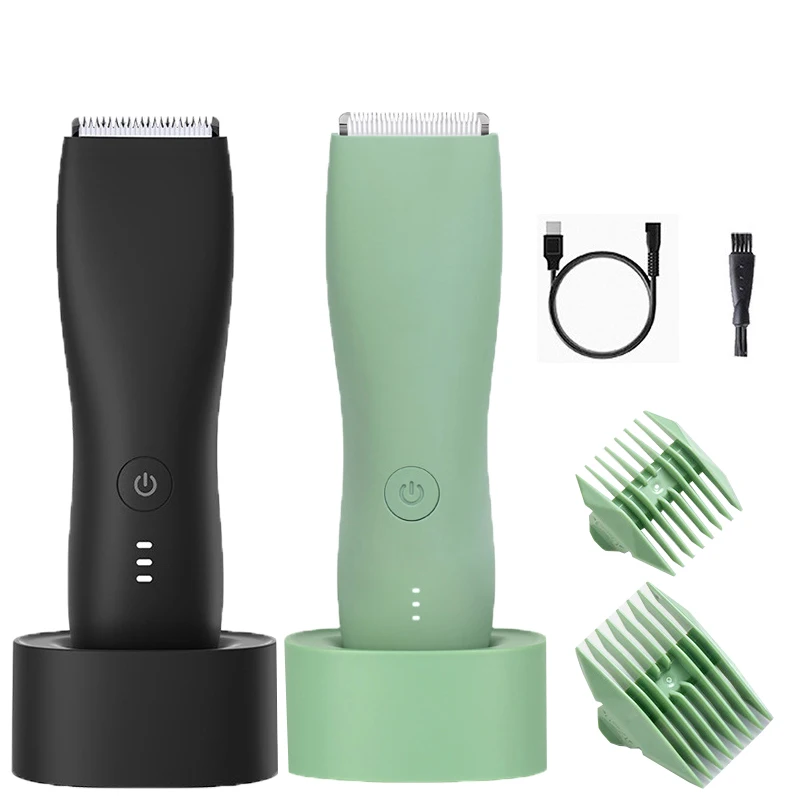 Body Hair Trimmer Shaver for Men Ball Trimmer for Groin Pubic Replaceable Ceramic Blade Groomer Electric Razor Waterproof IPX-7