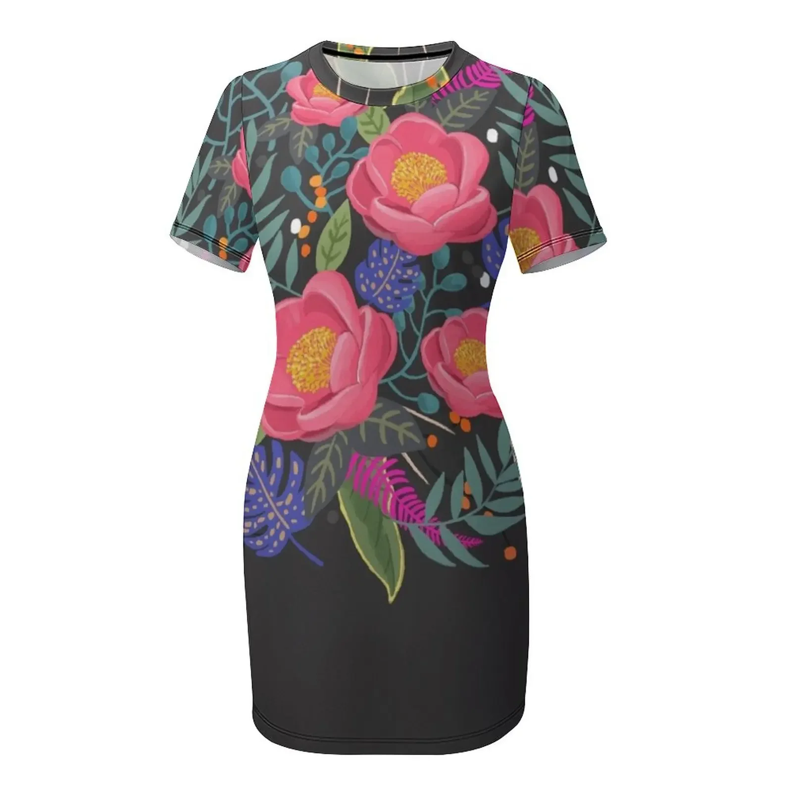 فستان بأكمام قصيرة مطبوع عليه فن الزهر الليلي فساتين نسائية للنساء فساتين لحضور الحفلات الموسيقية 2025 #4