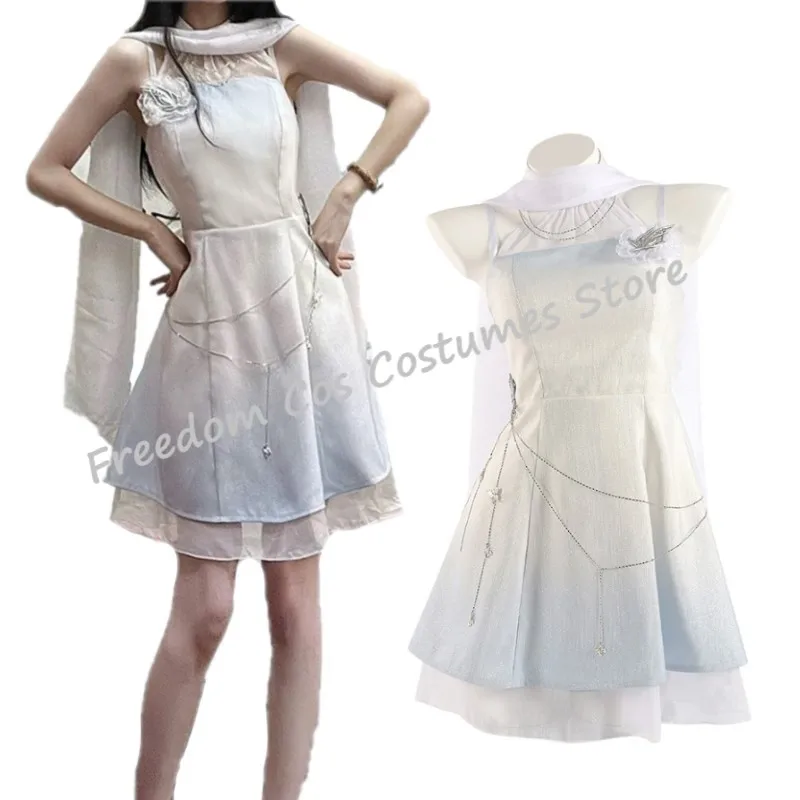 

Game Love and Deepspace Heroine Zayne Xavier Rafayel Miss Hunter Cosplay Costume Wig Gown Dress Woman Sexy White Dress Hallowmas