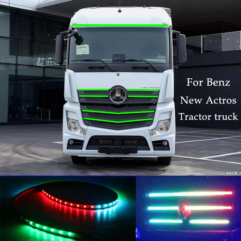 For Mercedes Benz Actros tractor Decorative lights Truck grille LED flow light strip Roof fog lights Car ambient lighting