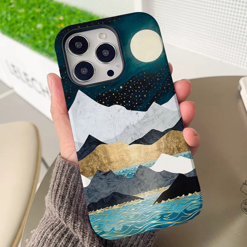 40 PCs/Lot Phone Cover for iPhone, Color Printing Case, Fashion, 2 in 1 Material Shell, For iPhone 13 14 Pro 11 12 14 13 Pro Max