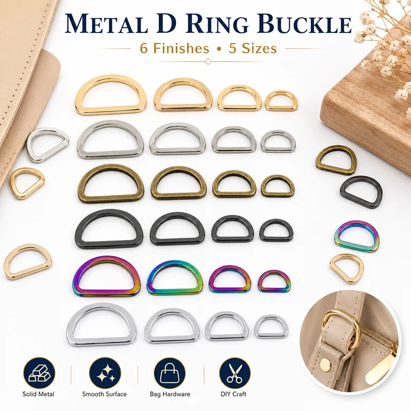 

10/20Pc 16-38mm Metal D Rings Buckles for Bag Strap Belt Clasp Dog Collar Webbing Loops Garment Leather Craft Hardware Parts Set