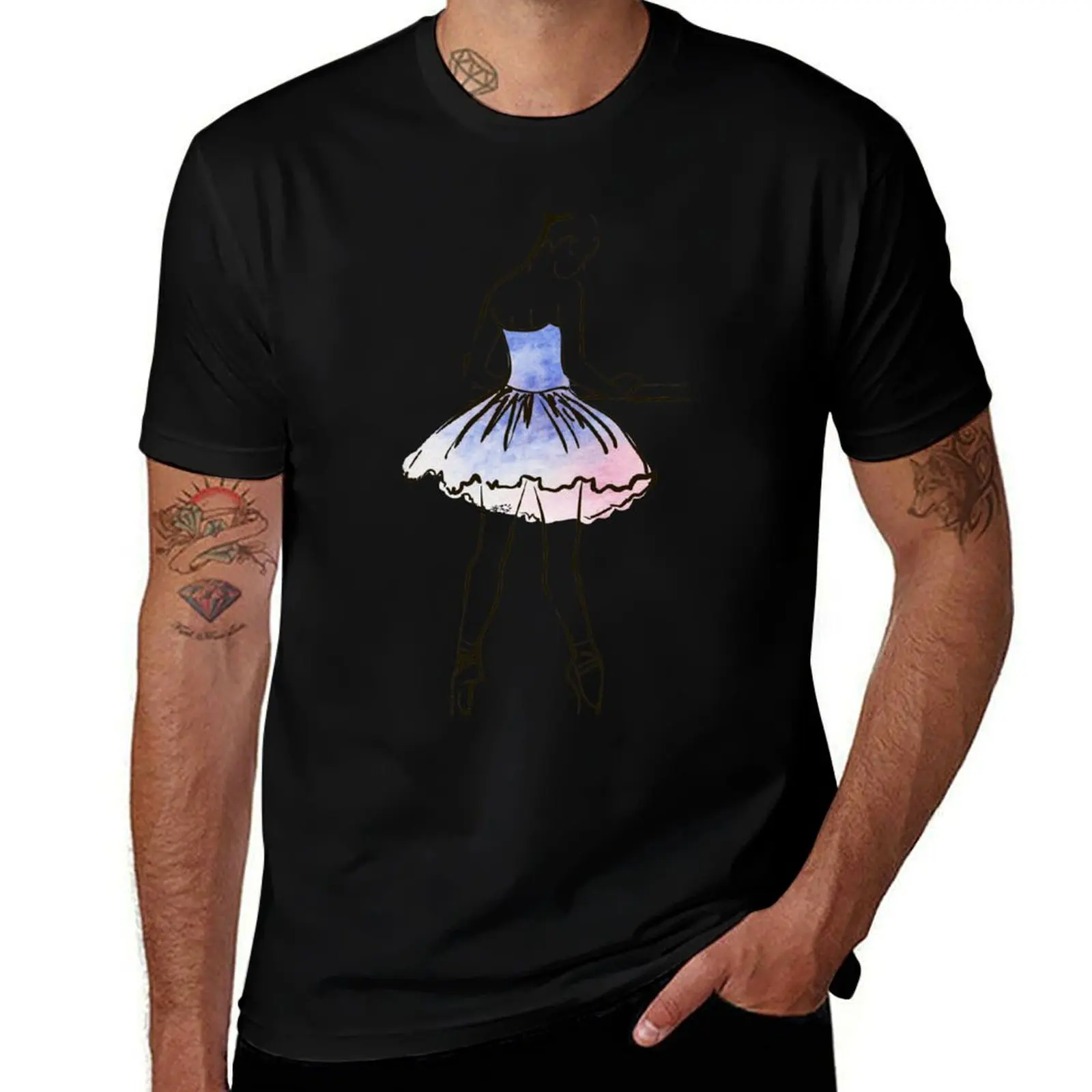 ballerina figure, watercolor illustration T-Shirt Sports Casual Breathable Tee Shirt