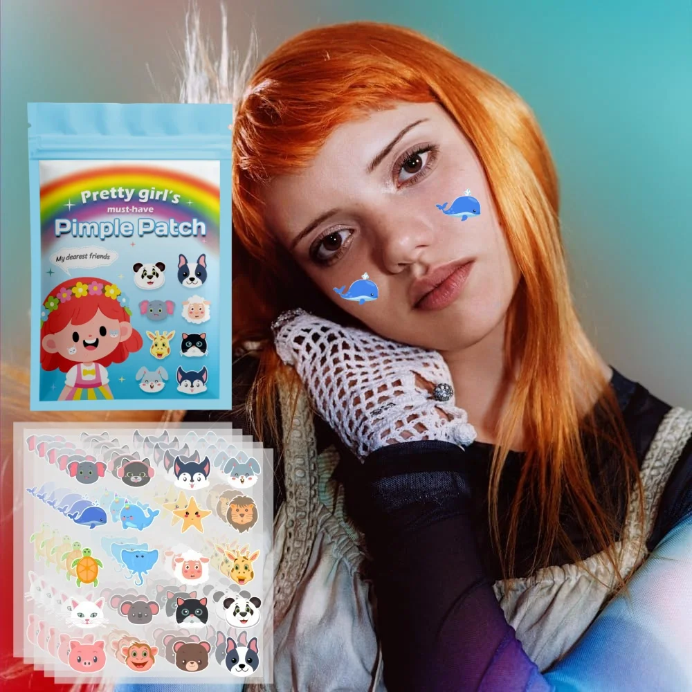 600 قطعة من ملصقات حب الشباب على شكل حيوانات صغيرة، مقاومة للماء وجيدة التهوية، للاستخدام اليومي للوجه، تغطية بشرة الوجه وأساسيات العناية