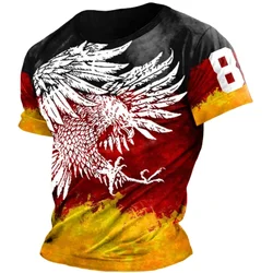 Fashion Germany Eagle Print T-shirt Summer Germany Jersey O-neck Loose Short Sleeve Street Vintage Clothes Casual Breathable Top