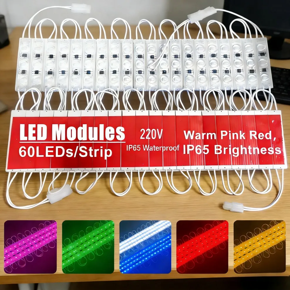 Светодиодный модуль COB 220В, складной, 60 светодиодов, водонепроницаемый, высокой яркости, для рекламных баннеров, световых вывесок, наружного декора