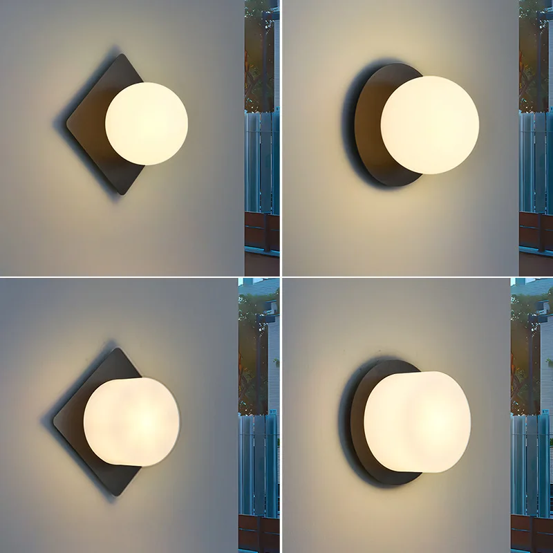 

Bedside LED Wall Lamps Outdoor Garden Decoration Sunscreen LED Lights Simple Modern Balcony Lamp Creative Spherical Porch Light