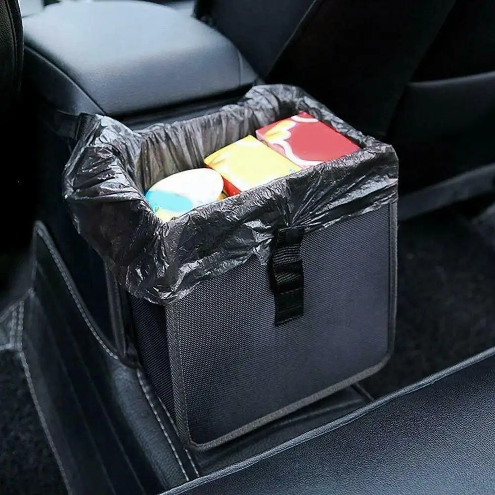 1Pc Waterproof Car Oxford  Cloth Trash Can Auto Accessories Organizer Portable Dump Can Storage Cars Closeable For Trash Garbage