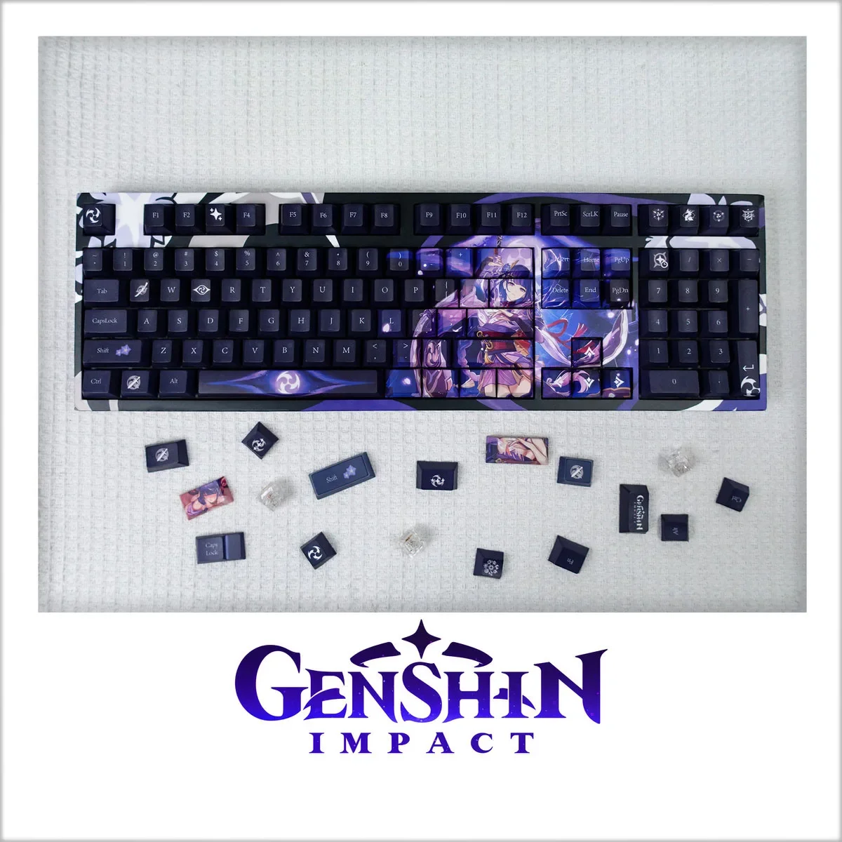 Genshin impacto raiden shogun ayaka keycaps pbt tampas para jogo de teclado mecânico personalizar