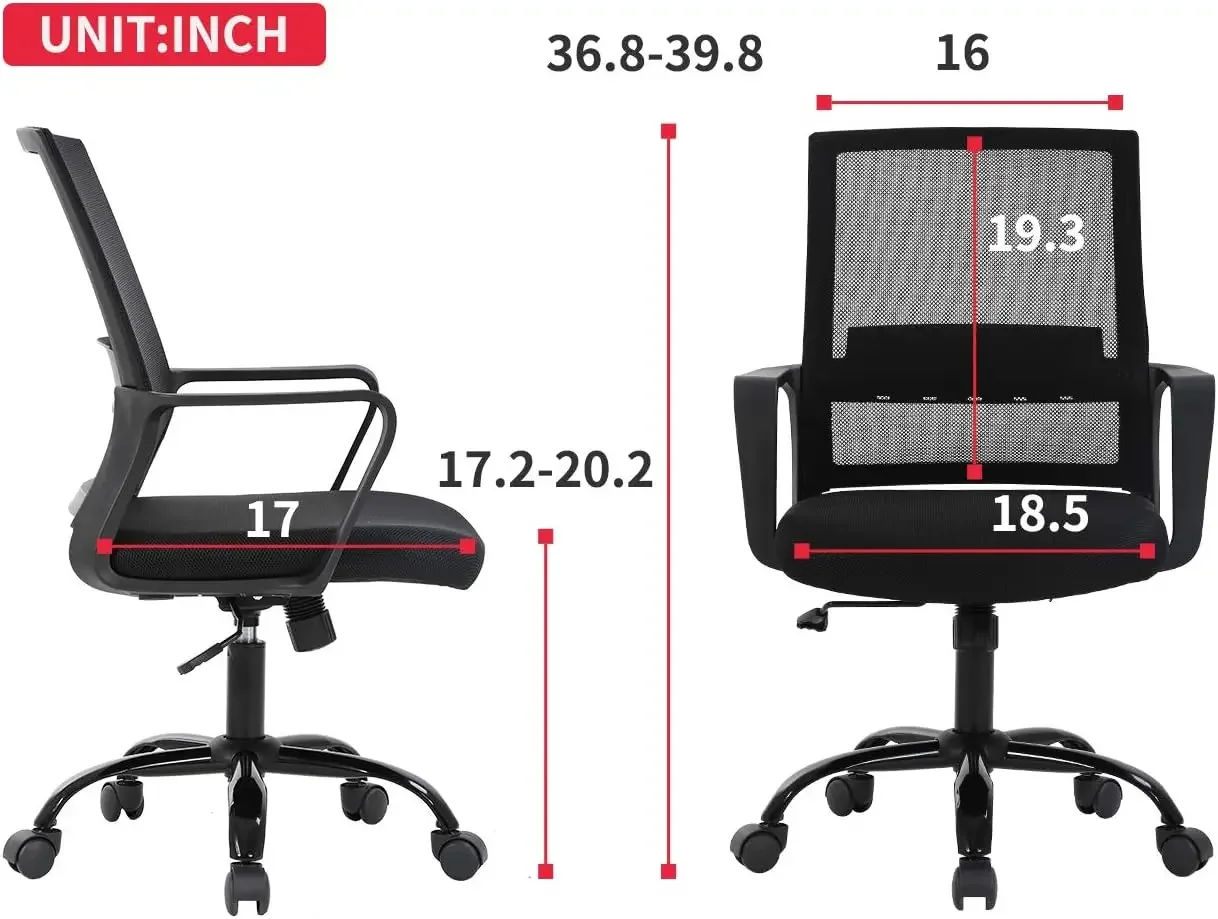 Silla de oficina Silla de trabajo de escritorio ergonómica Silla de computadora de malla Silla giratoria de oficina en casa de malla con respaldo medio Ejecutiva moderna con ruedas