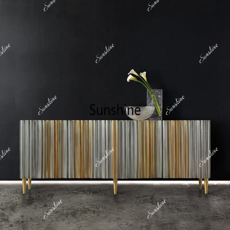 American neoclassical solid wood TV cabinet foyer decorative entrance, small apartment living room color matching