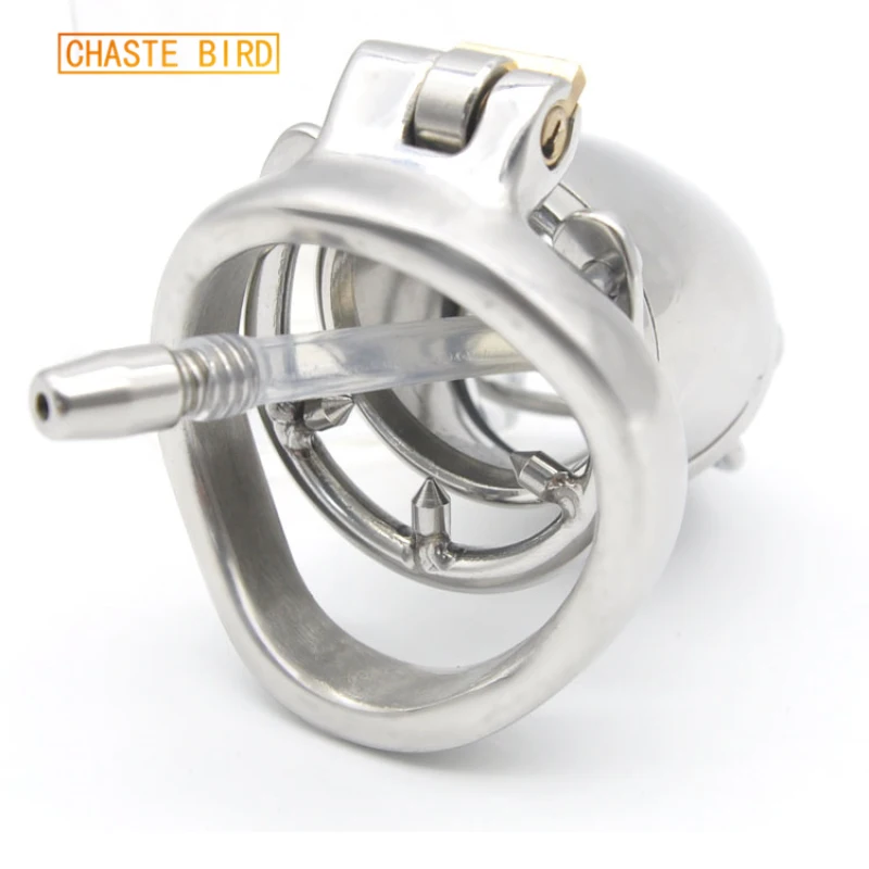 Chaste Bird Male Stainless Steel Cock Cage Penis Ring Chastity Device catheter with Stealth New Lock Adult Sex Toy A278