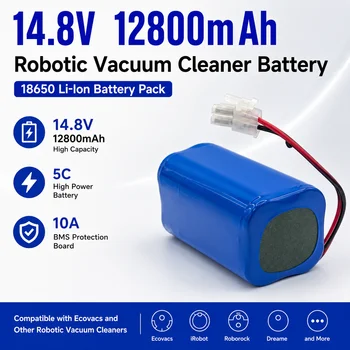 Akumulator litowo-jonowy 14,8 V 12800 mAh do robota odkurzającego, zamiennik baterii z 10A BMS do Ecovacs Roborock iRobot Dreame