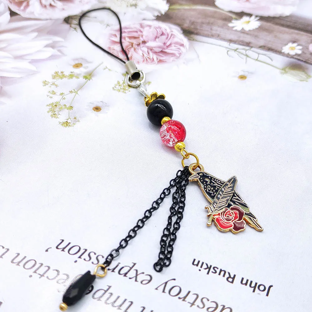 Juego amor y espacio profundo Sylus Cosplay cadena de teléfono cuervo Rosa colgante llavero bolsa accesorios Halloween llavero