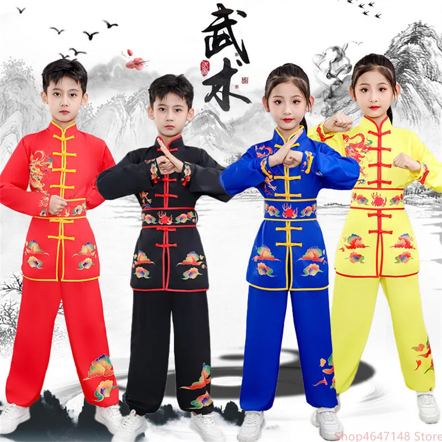 Униформа кунг-фу, традиционная китайская одежда для мальчиков и девочек, костюм ушу, топ, брюки, костюм, комплект тай-чи, народная сцена, Outfi