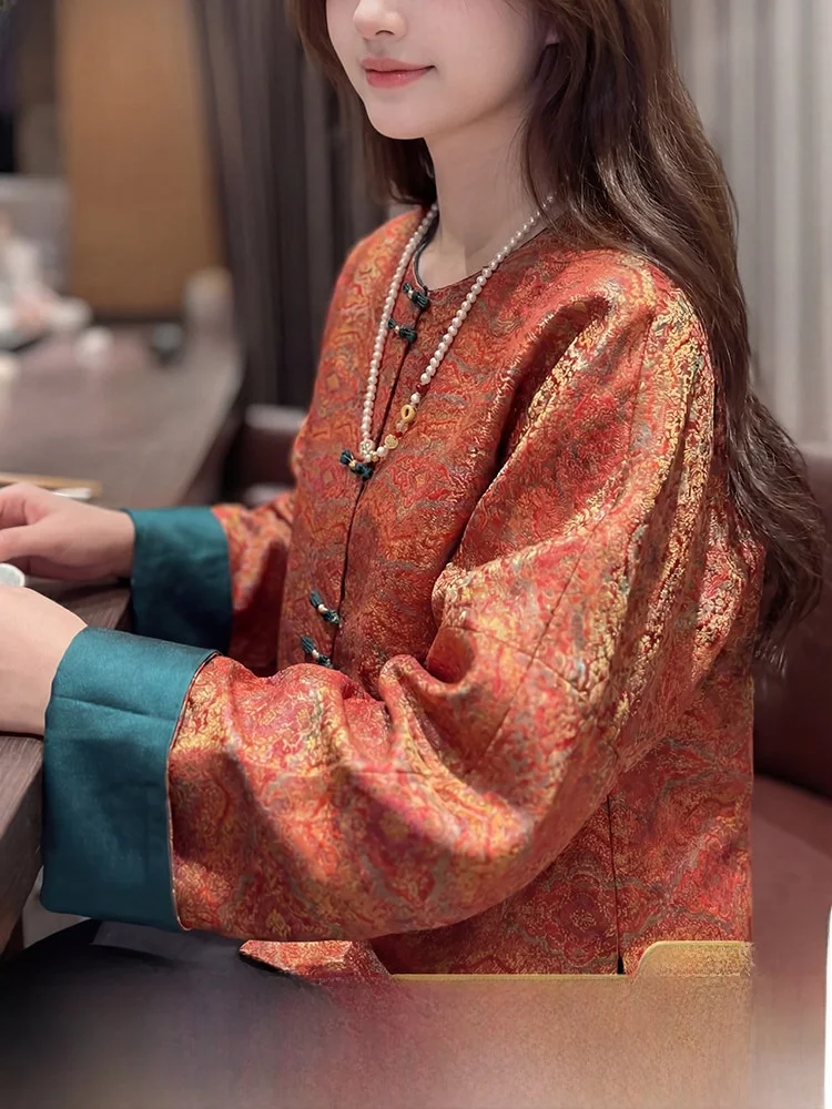 

High-End 00% Silk Song Jin New Chinese Sle National Trend Beautiful ort Coat Women's Small Size Open Cardigan Spring