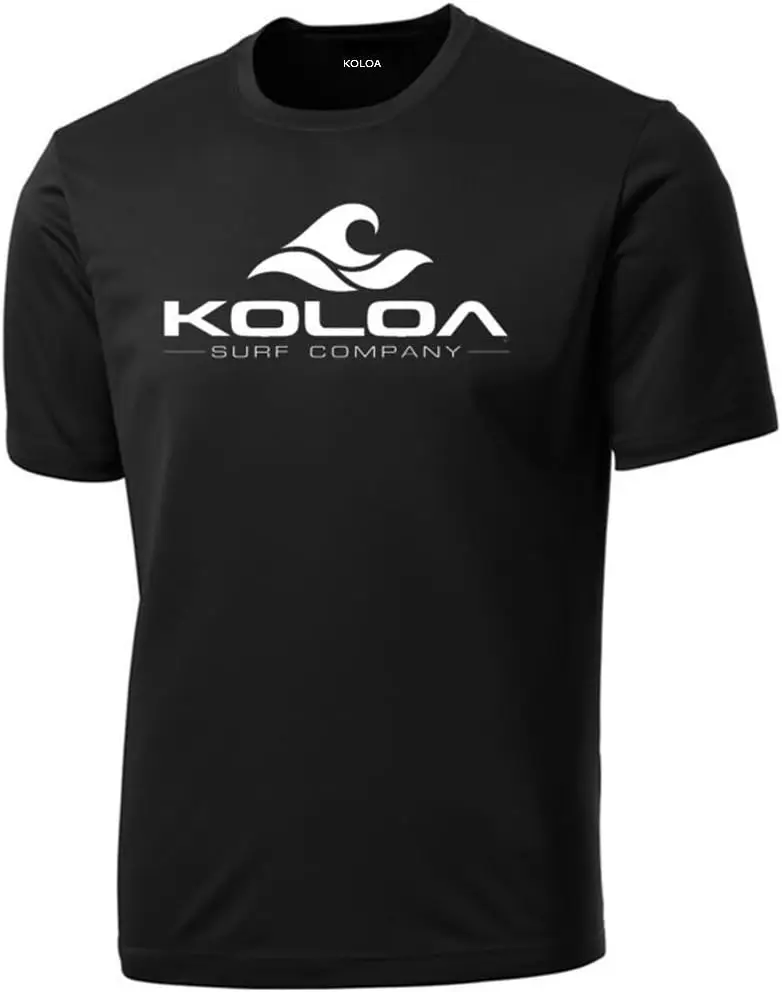 Joe's USA Koloa Surf Co. Wave Logo Athletic All Sport Training T-Shirts, XL-Black/White Logo