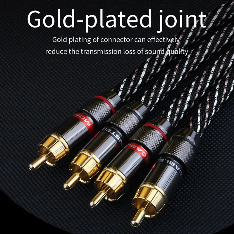 YYAUDIOHIFI Stereo RCA Audio Cable 6N OFC Male to Male 2RCA to 2RCA Audio Cable with Gold Plated Connector Plug For CD Amplifier