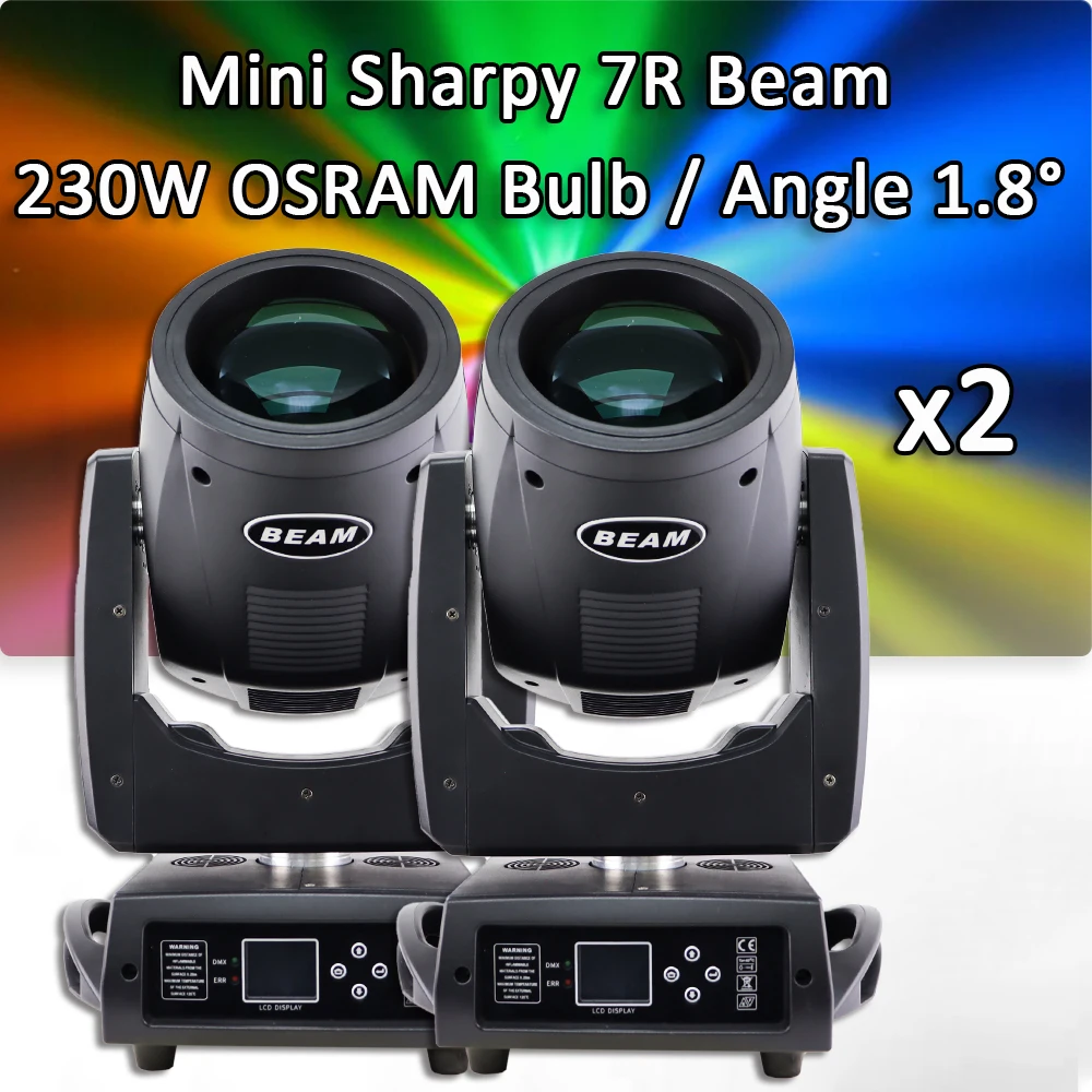 2Pcs/Lot MINI 230W 7R Beam Bulb Moving Head Lighting Rainbow For Wedding stage Nightclub DJ Party Disco Performance Projector