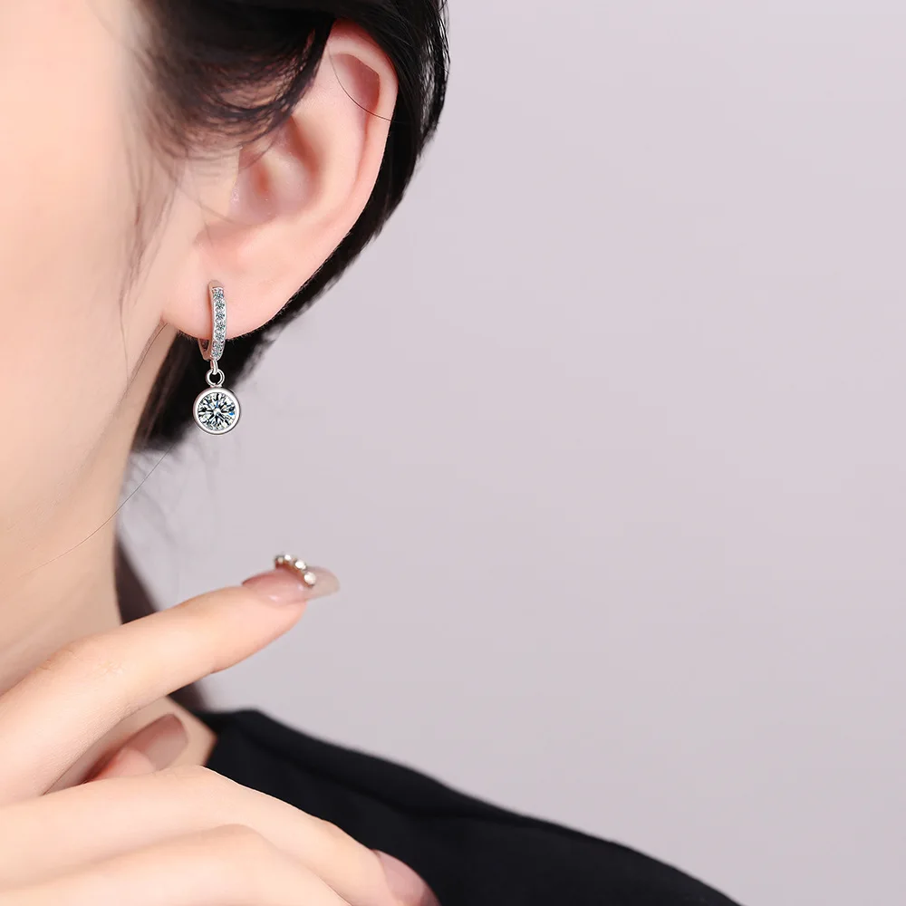 Neue Ohrringe aus 925er-Sterlingsilber, Moissanit, schlicht, für Frauen, exquisite Freundin, Hochzeit, Verlobung, Schmuck, modische Geschenke – Detail 3
