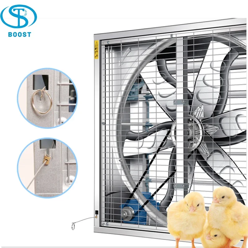 BOOST drop hammer negative pressure with shutter axial flow fan for greenhouse poultry farm livestock house