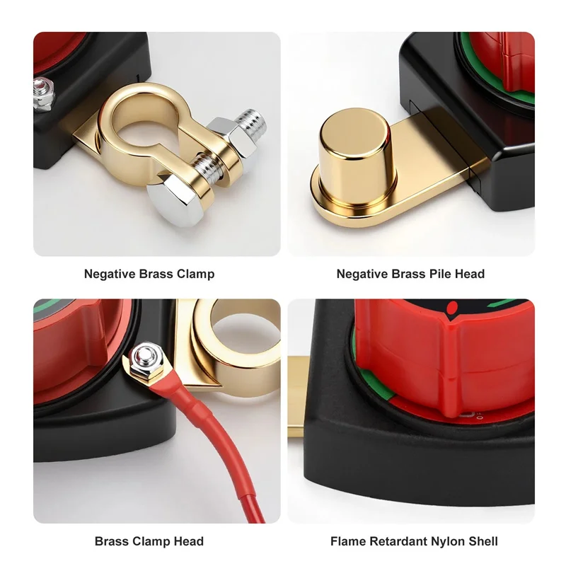 Interruptor de desconexión de batería de poste superior, 12V-48V con voltímetro LED, interruptor de apagado de batería de 5-60V CC, interruptor de corte de batería de encendido/apagado para coche