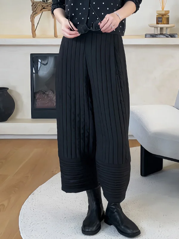 شتاء جديد حجم كبير فضفاض مستقيم الساق السراويل النسائية الدافئة شريط غير رسمي القطن شغل Bootcut بنطلون عالية الخصر Thiened #2