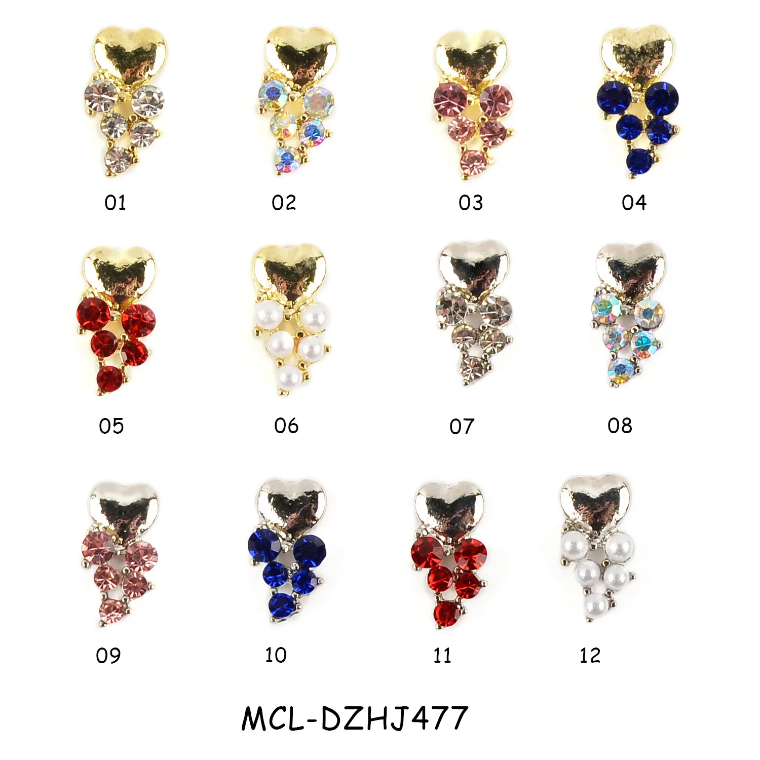 Elegant Alloy Rhinestone Nail Accessories for DIY 3D Nail Decoration - 20pcs Love Nail Art Decorations