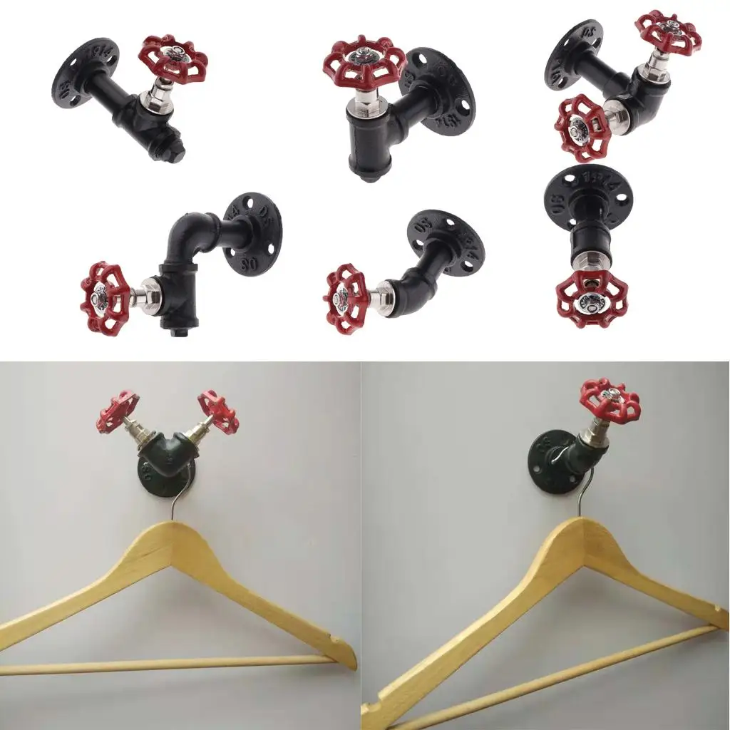 Vintage Industrial Iron Pipe Wall Mounted Hooks Clothes Coat Hat Rack Hangers Hook with Screws