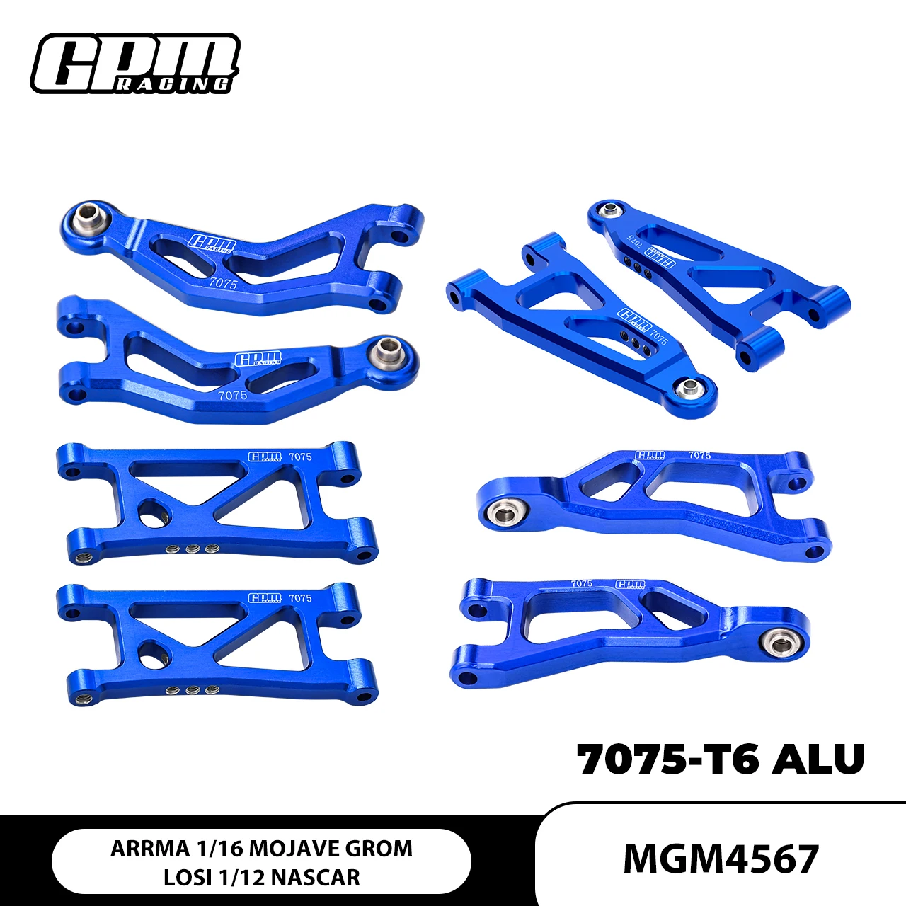 GPM 7075 Alloy (F+R) Suspension Arms Kit ARRMA 1/16 Mojave Grom LOSI 1/12 Nascar ARA2104