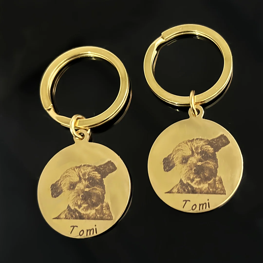 Portachiavi Ritratto di animale domestico Famiglia Foto commemorativa Personalizzazione testo Portachiavi personalizzato in acciaio inossidabile Regalo per la festa della mamma