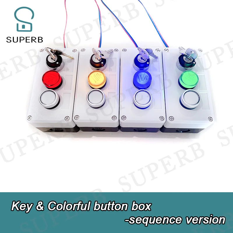 Escape room key switch prop colorful button prop escape puzzle press button in sequence key switch colorful button box superb - Image 6