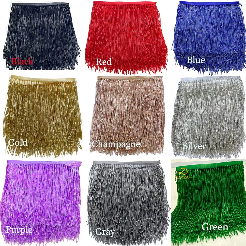 Green Evening Gown Flecos Bead Tassel Fringer for curtains Wide 15cm Samba  decorativas trim sewing  tassels for clothe 2 Yards