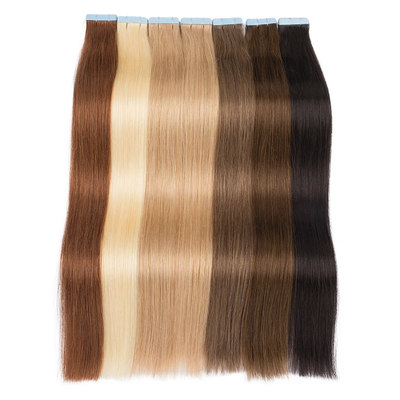Cinta en extensiones de cabello humano liso, 2g/hebra 2,5g/hebra 20 unids/lote/Paquete de extensiones de cabello humano Natural 613