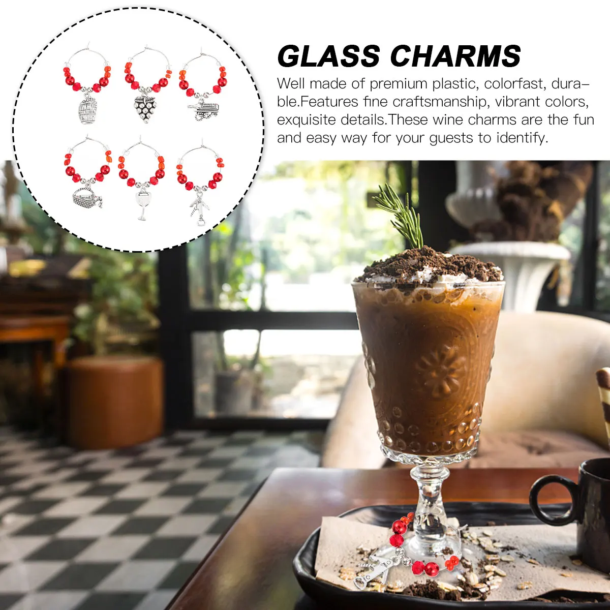 

6Pcs Christmas Wine Glass Rings Premium Material Party Favors Glass Identification Marker Christmas Drink Tags