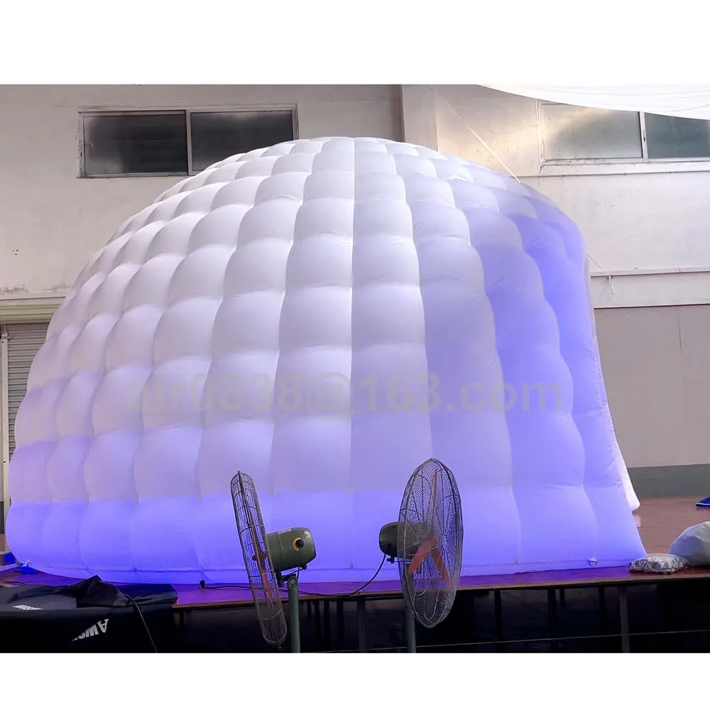 Tenda gonfiabile a cupola per igloo Oxford con tenda a conchiglia gonfiabile per aria soffiante Casa a mezza cupola per eventi espositivi di feste commerciali